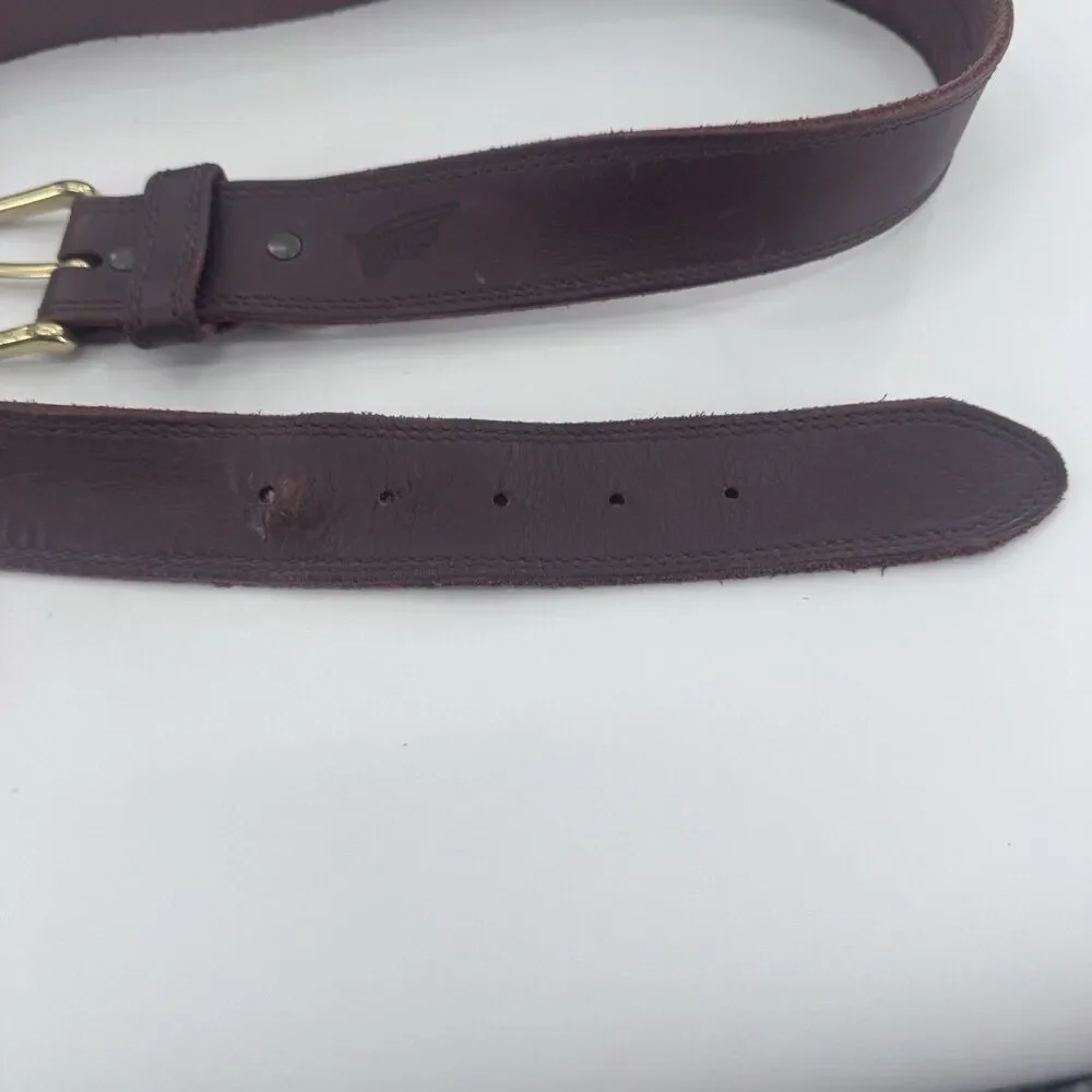 Red Wing Basic Work Belt Mens Size 38 Brown Leather Brass Buckle USA 96524